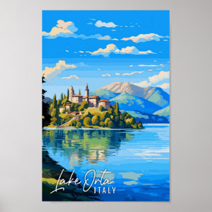 Italienischer See Vintage Art Illustration Poster