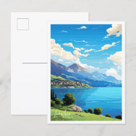 Italienischer See Vintage Reise Illustration Postkarte