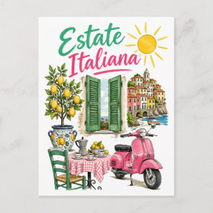 Italienischer Sommer an der Amalfi-Küste Zitronen Postkarte