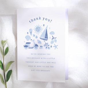 Italienischer Sommer Blauer Junge Baby Shower Dank Dankeskarte