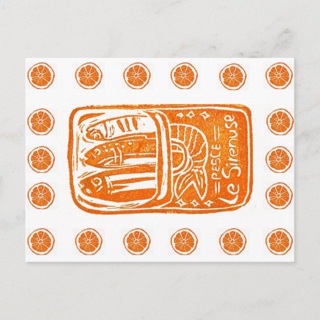 Italienischer Sommer-Linocut-Design - gezähte Sard Postkarte (Vorderseite)
