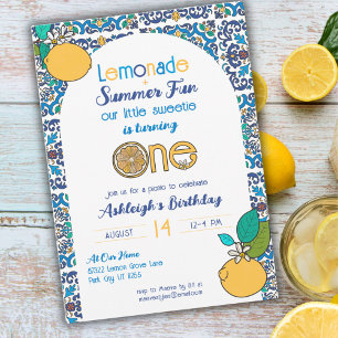 Italienischer Sommerlemonade Picnic 1. Geburtstag Einladung