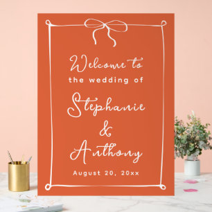 Italienischer Sonnenuntergang mit weißer Bow-Hochz Acrylschild