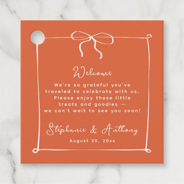 Italienischer Sonnenuntergang mit weißer Bow-Hochz Geschenkanhänger (Vorderseite)