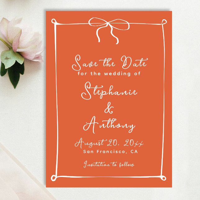 Italienischer Sonnenuntergang mit weißer Bow-Hochz Save The Date (Von Creator hochgeladen)