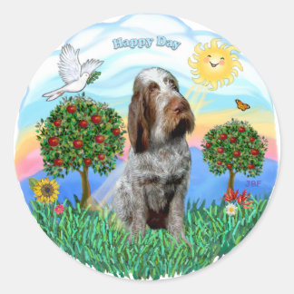 Italienischer Spinone (Rotschimmel 11) Runder Aufkleber