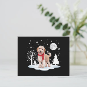 Italienischer Spinone unter Mondlicht Schnee Weihn Feiertagspostkarte
