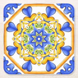 Italienischer Stil, Fliesen, Majolika All-Over Pri Rechteckiger Pappuntersetzer