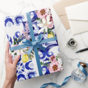 Italienischer Stil, Fliesen, Majolika, Zitrone All Geschenkpapier