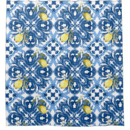 Italienischer Stil,Fliesen,Majolika,Zitrone,All-Ov Duschvorhang