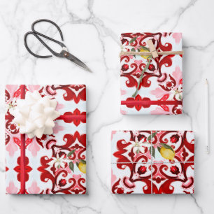 Italienischer Stil,Fliesen,Majolika,Zitrone,All-Ov Geschenkpapier Set