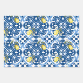 Italienischer Stil,Fliesen,Majolika,Zitrone,All-Ov Geschenkpapier Set