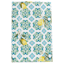 Italienischer Stil,Fliesen,Majolika,Zitrone,All-Ov Mittlere Geschenktüte