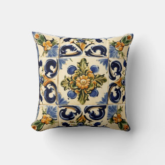 Italienischer Stil, Majolika, Blumen, Tile Kissen