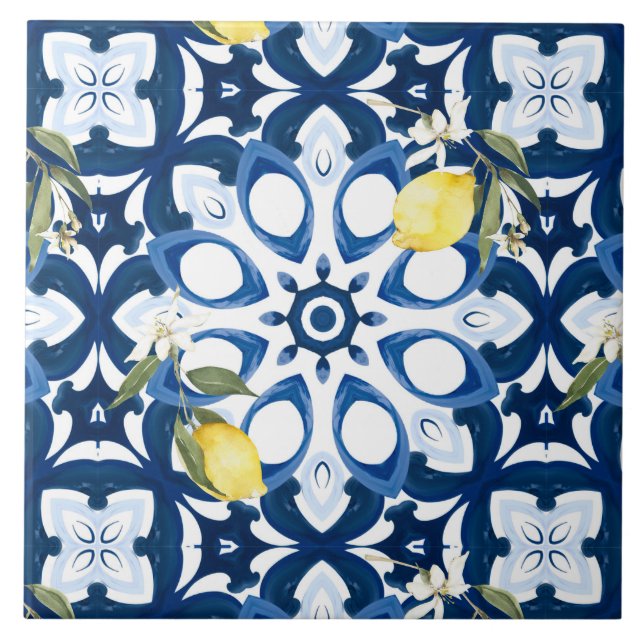 Italienischer Stil, mediterran, majolica, lemon, Fliese (Vorderseite)