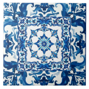 italienischer Stil, mediterran, mosaik, blau, Fliese