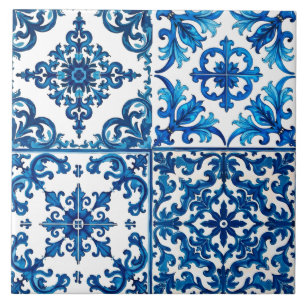 italienischer Stil, mediterran, mosaik, blau, Fliese