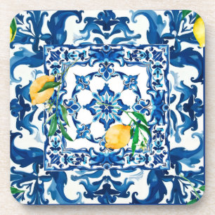 italienischer Stil, mediterran, mosaik, blau, Getränkeuntersetzer