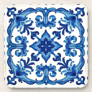 italienischer Stil, mediterran, mosaik, blau, Getränkeuntersetzer