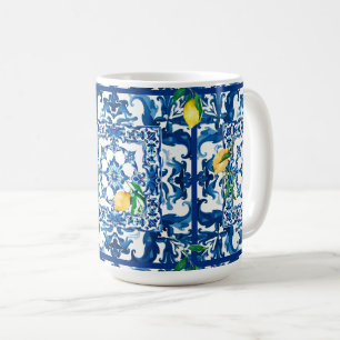 italienischer Stil, mediterran, mosaik, blau, Kaffeetasse