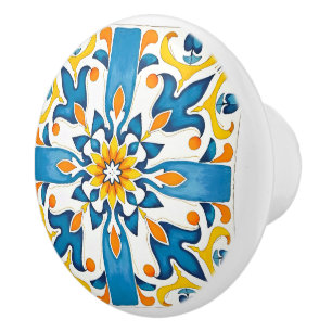 italienischer Stil, mediterran, mosaik, blau, Keramikknauf