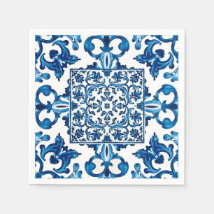 italienischer Stil, mediterran, mosaik, blau, Serviette