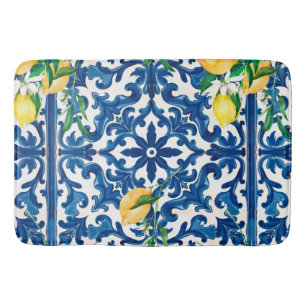 italienischer Stil, mediterran, mosaik, blau, Zitr Badematte