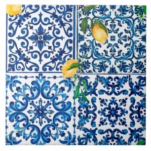 italienischer Stil, mediterran, mosaik, blau, Zitr Fliese