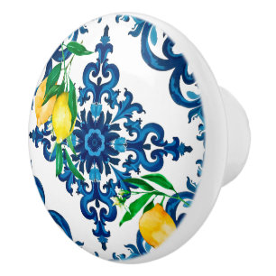 italienischer Stil, Mosaik, Blau, Zitrone, Keramikknauf