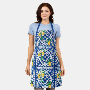 Italienischer Stil, Mosaik, blau, Zitrone, Schürze