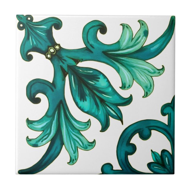 Italienischer Stil, Mosaik, grün Fliese (Vorderseite)