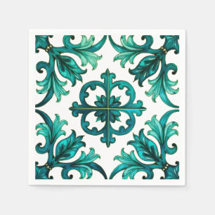 Italienischer Stil, Mosaik, grün Serviette