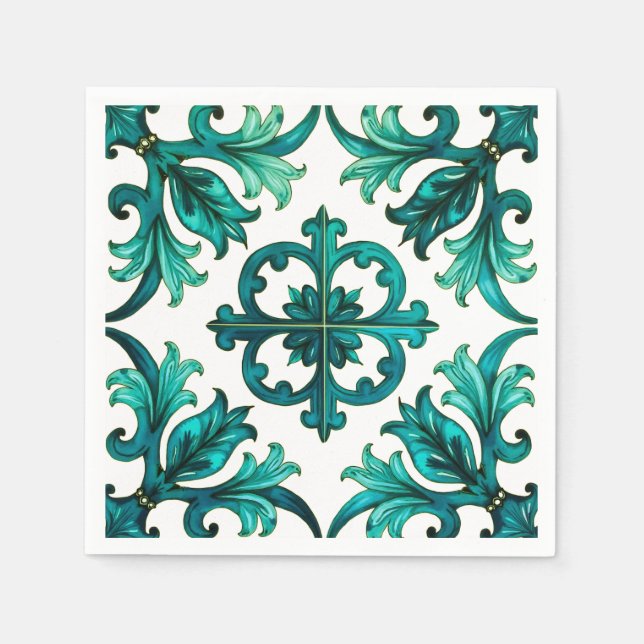 Italienischer Stil, Mosaik, grün Serviette (Vorderseite)