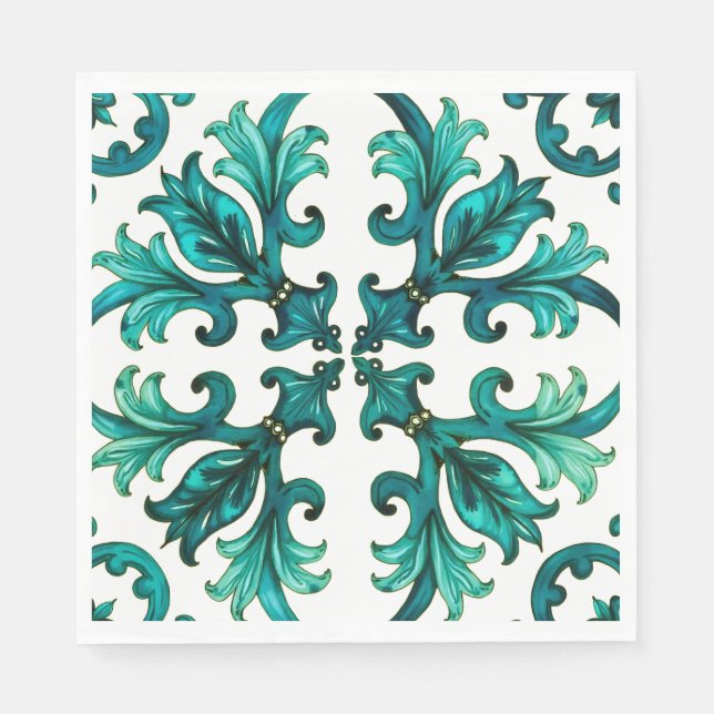 Italienischer Stil, Mosaik, grün Serviette (Vorderseite)