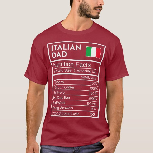 Italienischer Vater Ernährung Fakten Nationales Pr T-Shirt (Vorderseite)
