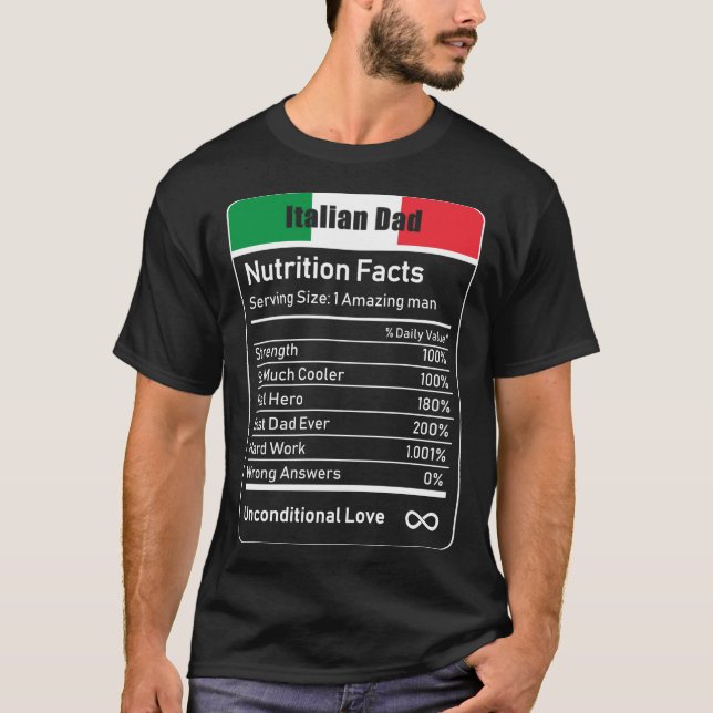 Italienischer Vater Ernährung Fakten Vatertag Gesc T-Shirt (Vorderseite)