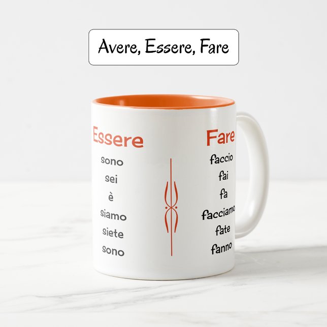 Italienischer Verbandunterricht Zweifarbige Tasse (Two-tone mug, orange color option)