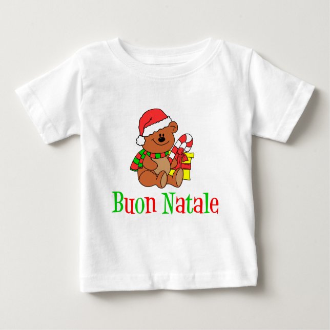 Italienischer Weihnachtsbär für Kinder Baby T-shirt (Vorderseite)