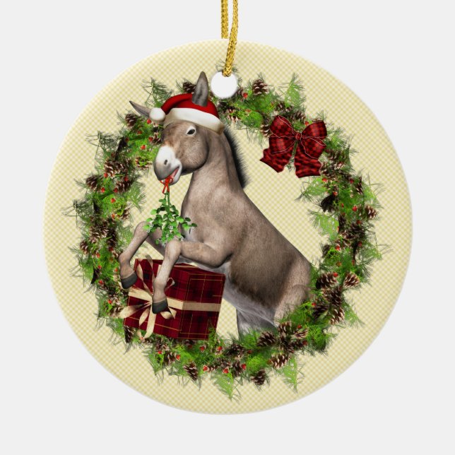 Italienischer WeihnachtsDonkey Buon Natale Ornamen Keramik Ornament (Vorne)