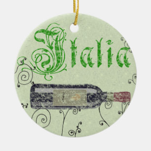 Italienischer Weinflaschen-Schmuck Keramikornament
