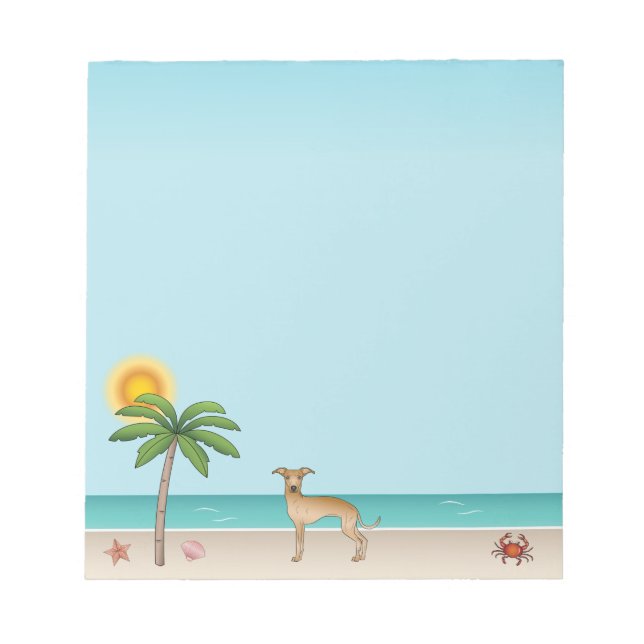 Italienischer Windhund am Tropical Summer Beach Notizblock (Vorderseite)