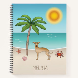 Italienischer Windhund am Tropical Summer Beach Notizbuch