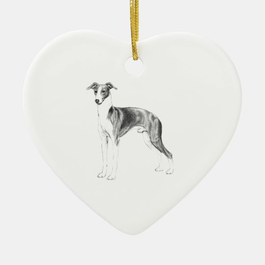 Italienischer Windhund-Art Keramik Herz-Ornament