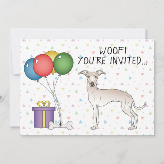 Italienischer Windhund Cartoon-Hund zum Geburtstag Einladung
