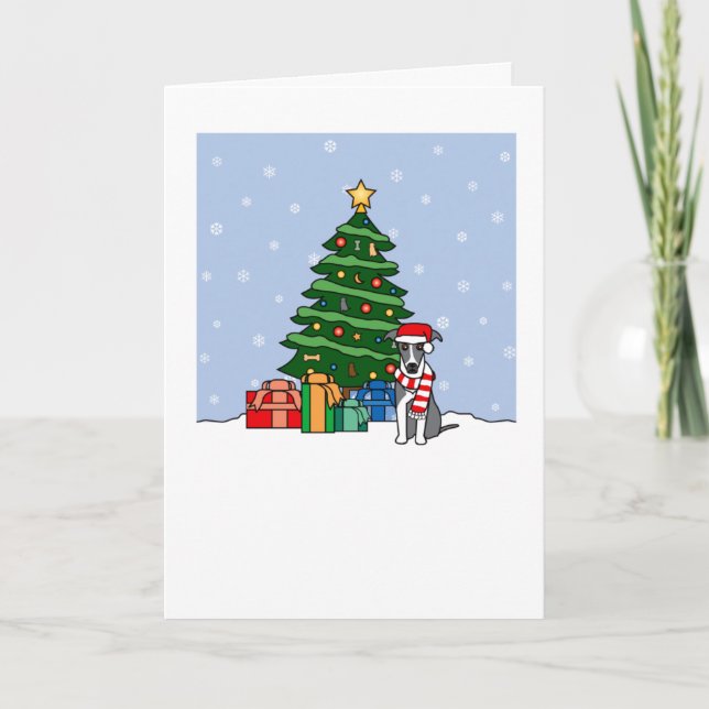 Italienischer Windhund, der gute Weihnachtskarte Feiertagskarte (Vorderseite)