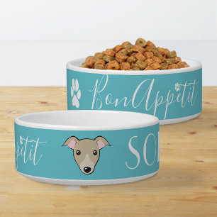 Italienischer Windhund Fawn Cartoon Name Bön Appet Napf
