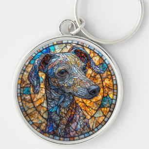 Italienischer Windhund Glasmalerei Kunst Schlüsselanhänger