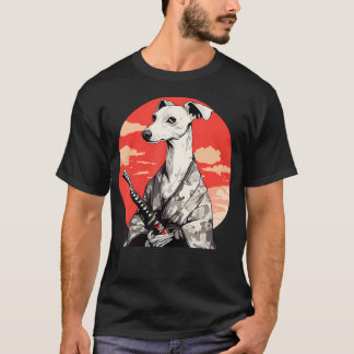Italienischer Windhund-Hund im japanischen Samurai T-Shirt