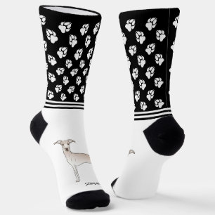 Italienischer Windhund-Hund mit Namen und Pfoten i Socken