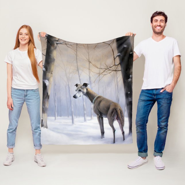 Italienischer Windhund lassen es Schnee Weihnachte Fleecedecke (Beispiel)